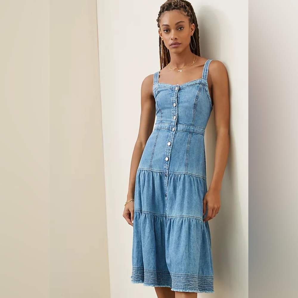 NWT anthropologie‎ Pilcro Tiered Denim Maxi Dress